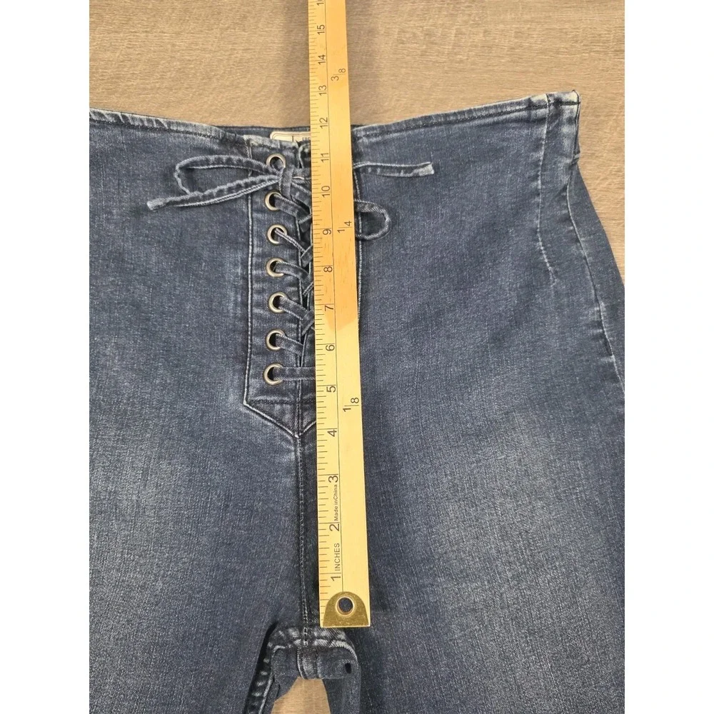 Free People Jeans Womens 30 Blue Denim‎ High Rise Tie Closure Stretch 30